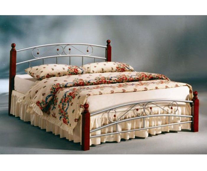 Кровать AT 8077 деревянная с металлическим каркасом