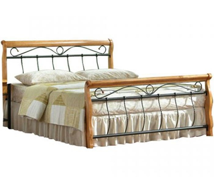 Кровать AT 811 деревянная с металлическим каркасом